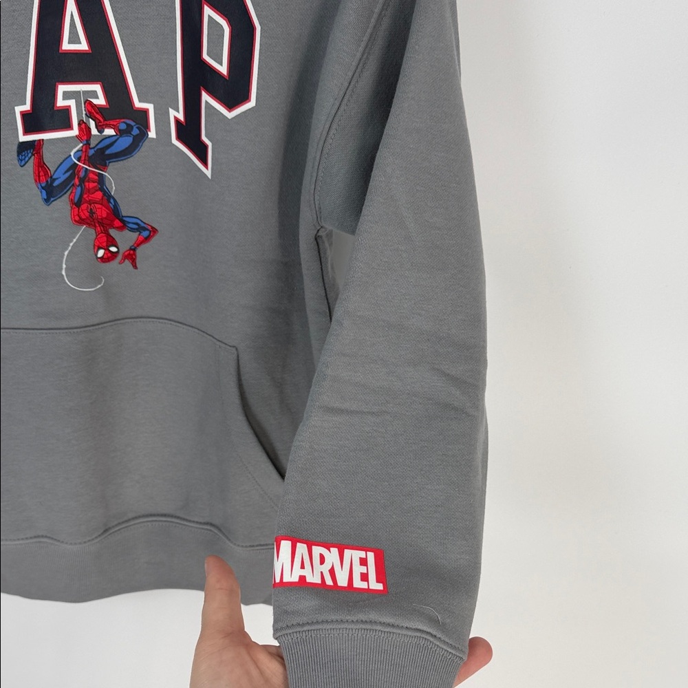 GAP Marvel Charcoal Hoodie with Spider-Man Design - Kids M - Picture 5 of 6